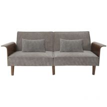 Calicosy - Sofá cama pana gris y madera L205 cm - scott