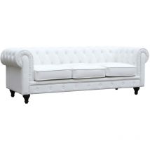 Chesterfield-Sofa "Aliza" - 208 x 82 x 70 cm - 3-Sitzer - Weiß