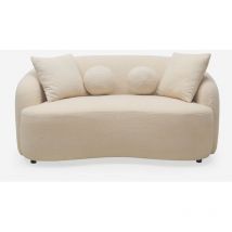 Sofa Design 2-sitzer Geschwungen Beige Teddybouclé-stoff Lazy