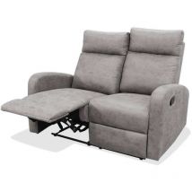 Hm-actually - Sofá dos plazas relax con palanca Giulia tapizado textil cemento, 126cm(Ancho) 90cm(Fondo) 101cm(Alto)