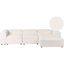 Beliani - Sofá esquinero 3 plazas modular de bouclé blanco izquierdo Ardal