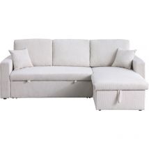 Habitat Et Jardin - Sofá esquinero convertible de pana <> - 3 asientos - Beige