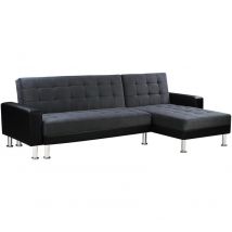 Habitat Et Jardin - Sofá esquinero convertible y reversible 'Theo' - 4 plazas - Negro y gris
