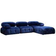 Sofa Modul 4-sitzer Blau Mit Samtfußhocker Bubble 3spv