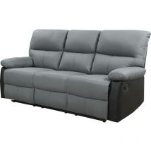 Sofá reclinable 3 plazas 'Lincoln' - Color negro/Gris oscuro