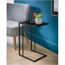 Spot On Dealz – C-Shaped Sofa Side Table – Black Tempered Glass Top – Modern Design – Easy Assembly – 3KG