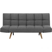 Sofá cama tapizado en tela gris oscuro 3 plazas respaldo reclinable cuadrado acolchado Ingaro
