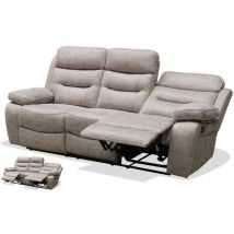 Hm-actually - Sofá tres plazas relax con palanca Genova xl tapizado textil cemento, 220cm(Ancho) 90cm(Fondo) 101cm(Alto)