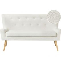 Sofa Weiß Bouclé 2-Sitzer Küchensofa mit Holzgestell Modern Wohnzimmer Salon Möbel Wohnecke Sitzecke Küche