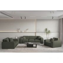 Fun Moebel - Sofaset Designersofa celes premium 3-2-1 in Stoff Ascot Bukla Moosgrün