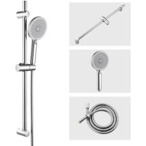 Barre De Douche Avec Douchette À Main Avec 4 Jets Supprt De Pomme Et Tuyau Flexible Ensemble De Douche Réglable Système De Douche En Acier Inox Chromé