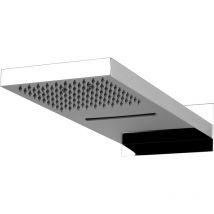 Ares - Soffione a parete rettang.c/cascata acciaio inox 304 - twin