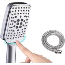 Vovo - Soffione doccia a spruzzo ad alta pressione da 6 tipi con tubo in acciaio inossidabile da 1,5 m e ugello in silicone ecologico universale per