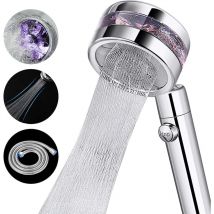 Soffione doccia ad alta pressione 2 tipi di getto con interruttore on/off e tubo da 1,5 m, risparmio idrico, moltiplicatore di pressione cromato, con