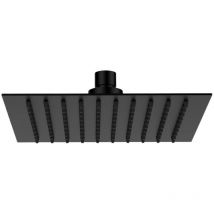 Remer - Soffione doccia quadrato ultrapiatto nero opaco in acciaio inox 30 cm