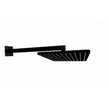 Bossini - Soffione doccia quadro a parete Cosmo 28x28 nero opaco con braccio 400 mm