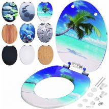 Casaria - Double Soft-Close Toilet Seat mdf Wood Core Hygienic Stainless Steel Hinges 175kg Capacity Wooden Bathroom Standard d Shape Slow Top Lid