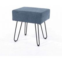 Core Products - Soft Furnishings Rectangular Stool with Metal Legs - Fabric/Metal - 43 x 33.5 x 47 cm - Blue/Black