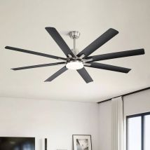 Smart LED-Deckenventilator 167,5 cm, Modern, für Innen- und Außenbereich, mit Fernbedienung und App – Nickel gebürstet - Sofucor
