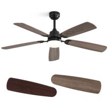 Sofucor - Deckenventilator mit Licht und Fernbedienung, dc, 132 cm, 5 zweifarbige Flügel, Schwarz