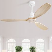 Sofucor - Deckenventilator mit Massivholzflügeln ohne Licht, 132 cm, für Wohnzimmer und Terrasse