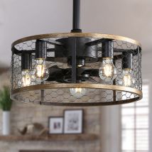 Sofucor - Industrie-Deckenventilator (50 cm) mit Käfig und leichten ABS-Flügeln, mit Verlängerungsstange