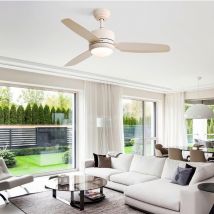 Sofucor - Ventilador de techo rosa de 117 cm con 3 aspas de abs, motor de cc de 6 velocidades y control remoto.