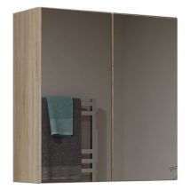 Hucoco - sofya - Armario de pared con espejo 2 puertas - Mueble de cuarto de baño con espejo - Dimensiones 60x22x60 cm - Almacenaje de cuarto de baño