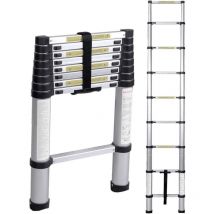 2.6 m Télescopique Échelle en Aluminium Extension Télescopique Échelle Loft Multi-Purpose Ladder Portable Pliable - Soges