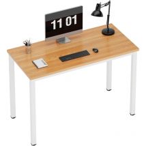 Soges - Bureau d'Ordinateur Table d'Étude Bureau Informatiques Postes de Travail 100x60cm pour Bureau Salle à Manger Salon Cuisine,Teck & Blanc