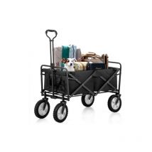 Soges - Carro plegable para todo terreno para exteriores, carrito de mano plegable, carrito de jardín, portavasos de malla, asas ajustables, bolsa de