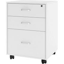 Rangement de Dossiers Caisson de Rangement Caisson de Bureau à roulettes pour Dossier Verrouillable 3 Tiroirs Mobile à Tiroirs,Blanc - Soges