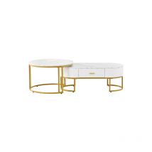 Couchtische 2-teilig Tischgestell Metall Gold, Edle Wohnzimmertische, Moderne Satztische - Soges