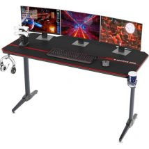 Soges - Escritorio Gaming 140 60 cm, Escritorio Gaming, Escritorio Gaming Grande para pc Portátil, Mesa de Juego con Alfombrilla para Ratón, Mesas