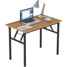 Soges - Escritorio, Mesa Plegable, Material de Madera, Mesa de Computadora, Escritorio de Oficina, Mesa de Comedor Familiar, Picnic. 10060, teca+negro