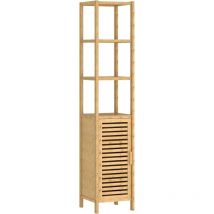 Tagère de salle de bain avec armoire de toilette en bambou à 4 étages, meuble de rangement pour salle de bain, salon, 34 x 33 x 170 cm - Soges
