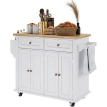 Isla de cocina Carro de cocina Aparador Buffet Bar Estante grande Toallero con ruedas Especiero 2 cajones Mueble con 2 puertas - Soges