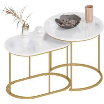 Soges - Juego de 2 Mesas de Centro para Salón, Juego de Mesas de Centro, Mesa de Centro para Salón, Mesita de Noche con Estructura de Metal, Fácil de