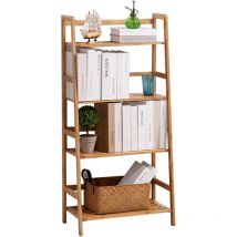 Soges Leiterregal Aus Bambus, Badezimmerregal Mit 4 Ablagen, Ideal Für Bücher, Pflanzen, 119 X 48 X 30 Cm