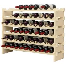 Soges - Portabottiglie per vino Portabottiglie impilabile Armadietto per vino a 6 livelli può contenere 60 bottiglie Portabottiglie in legno