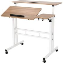 Verstellbarer Laptop-schreibtisch,tragbarer Laptop-tisch,computerständer,schreibtischwagen,tablett,eiche - Soges