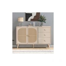 Soges Sideboard, Kommode, Stehschrank, Stauraum, Sideboard mit Türen und Schubladen, großer Stauraum, cremefarben, Breite 120 cm