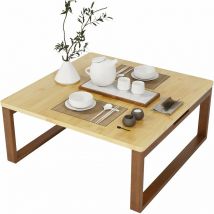Soges - Table Basse Pliante Table de Thé Pliable Table à Café en Bambou à la Japonaise pour Fenêtre, Tatami, Extérieur, Lit, 70cm x 70cm