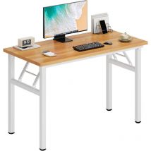 Soges - Table pliante, bureau d'ordinateur, 100 x 60 x 75 cm, teck et blanc