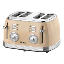 Tostapane 4 fette Spia luminosa, Funzione toast Beige, Metallico - Sogo Human Technology
