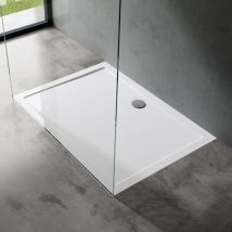 Bac à Douche Antiglisse Receveur de Douche Rectangulaire Blanc Acrylique Faro2 75x120x4cm + Bonde AL02 - Doporro