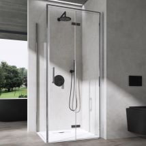 Sogood - Cabine de Douche en Angle Receveur de douche compris Paroi de Douche avec Porte Pliante en Verre Transparant Design Ravenna37 90x80x195cm