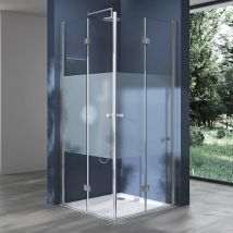 Sogood - Paroi de douche pliable 80x80 porte de douche pliante avec bande opaque Ravenna26MS cabine de douche avec receveur de douche 80x80x195cm