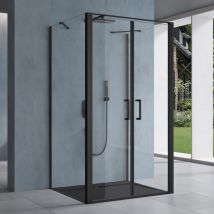 Doporro - Cabine de Douche Rectangulaire 80x90x195cm Paroi de Douche Design Ravenna66UK Forme u Verre Transparent de 8mm Traitement nano Anti-calaire