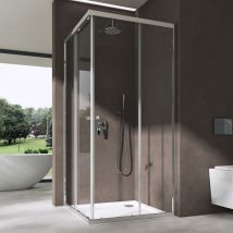 Sogood - Cabine de Douche Transparent en Angle Paroi de Douche avec Portes Coulissantes Ravenna16K-Plus 120x80x190 cm avec Receveur de Douche